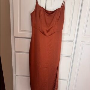 Astr Terracotta Midi Dress